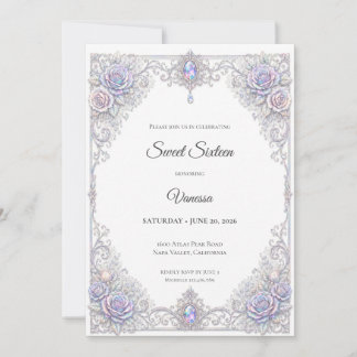 Elegantes irisierendes Blumen Sweet 16 Einladung