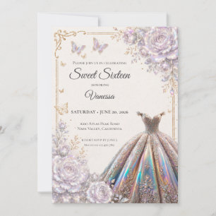 Elegantes irisierendes Blumen Sweet 16 Einladung