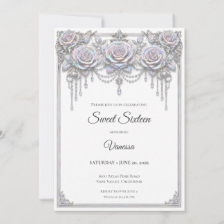 Elegantes irisierendes Blumen Sweet 16 Einladung