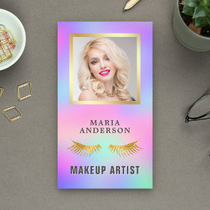 Elegantes irisierendes holografisches Makeup-Artis Visitenkarte