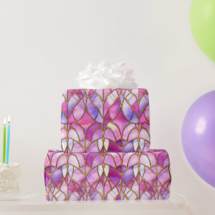 Elegantes irisierendes rosa falsches Buntglas-Must Geschenkpapier