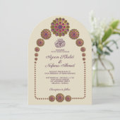 Elegantes islamisches Muster Arch Wedding Einladung (Stehend Vorderseite)