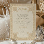 Elegantes islamisches Spitzenmotiv für Hochzeit Einladung<br><div class="desc">Diese raffinierte Hochzeitseinladung ist ein echter Beleg für Eleganz mit ihrem verzierten, islamisch inspirierten Kunstwerk. Mit einer reichen Palette von Creme-, Beige- und Sepia-Tönen strahlt es ein Gefühl zeitloser Grazie und kultureller Schönheit aus. Die Vorder- und Rückseite der Einladung zeigen ein detailliertes, symmetrisches Mandala-Muster, kompakt gestaltet mit Elementen, die eine...</div>