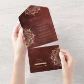 Elegantes islamisches Verziertes Mandala Burgund A All In One Einladung (Abreißen)