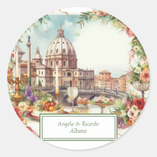 Elegantes Italien, Einladung zum Abendessen in Flo Runder Aufkleber