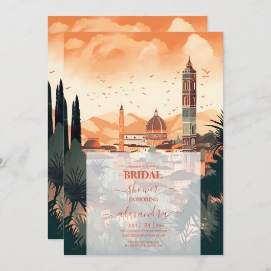 Elegantes Italien Florenz Zielort Brautparty Einladung (Vorne/Hinten)