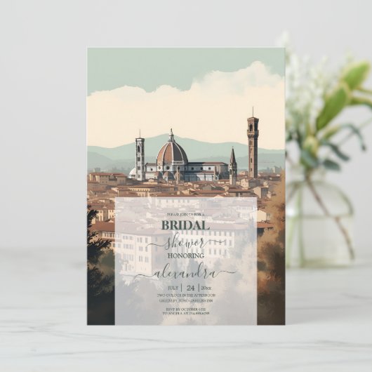Elegantes Italien Florenz Zielort Brautparty Einladung (Stehend Vorderseite)