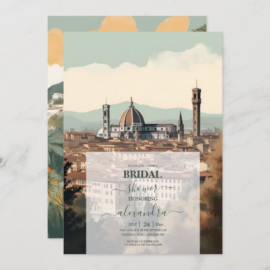 Elegantes Italien Florenz Zielort Brautparty Einladung (Vorne/Hinten)