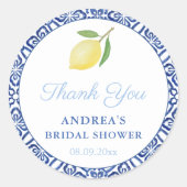 Elegantes italienisches ästhetisches Blue Brautpar Runder Aufkleber (Vorderseite)