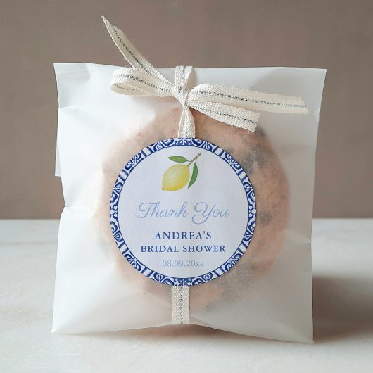 Elegantes italienisches ästhetisches Blue Brautpar Runder Aufkleber