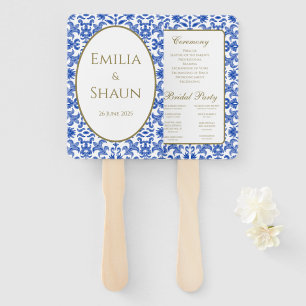 Elegantes italienisches Blue Hand Fan Programm Fächer