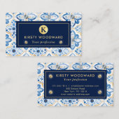 Elegantes italienisches Mittelmeer-Muster Visitenkarte (Vorne/Hinten)