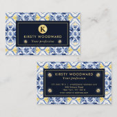 Elegantes italienisches Mittelmeer-Muster Visitenkarte (Vorne/Hinten)