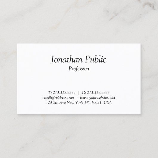 Elegantes Italienisches Textdesign Beruflich einfa Visitenkarte (Vorderseite)