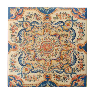 Elegantes italienisches Vintag Barock Blaues Orang Fliese