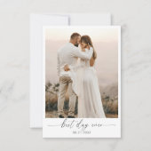 Elegantes Ivory Beige Bow Monogram Foto Wedding Dankeskarte (Vorderseite)