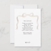 Elegantes Ivory Beige Bow Monogram Foto Wedding Dankeskarte (Rückseite)