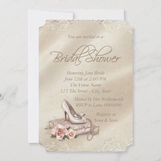 Elegantes Ivory-Brautparty Einladung (Rückseite)