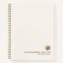 Elegantes Ivory Cream Gold Monogramm