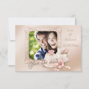 Elegantes Ivory & Gold Foto Save the Date