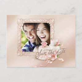 Elegantes Ivory & Gold Foto Save the Date Ankündigungspostkarte