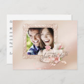 Elegantes Ivory & Gold Foto Save the Date Ankündigungspostkarte (Vorne/Hinten)