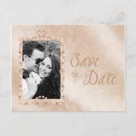 Elegantes Ivory & Gold Foto Save the Date Ankündigungspostkarte