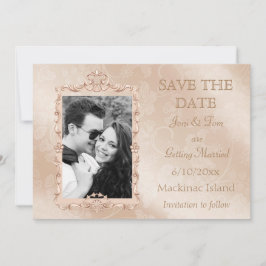 Elegantes Ivory & Gold Foto Save the Date Einladung
