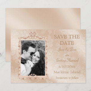 Elegantes Ivory & Gold Foto Save the Date Einladung