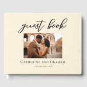 Elegantes Ivory Minimalistisch Couple Foto Wedding Gästebuch (Vorderseite)