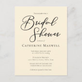 Elegantes Ivory Minimalistisch Typografy Brautpart Einladungspostkarte (Vorderseite)