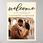 Elegantes Ivory Minimalistisch Wedding Welcome Fot Poster (Vorne)