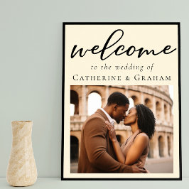 Elegantes Ivory Minimalistisch Wedding Welcome Fot Poster