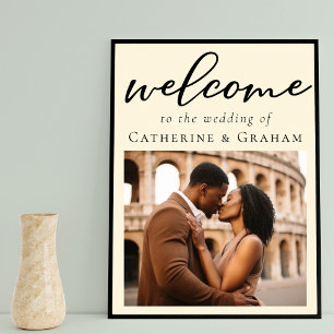 Elegantes Ivory Minimalistisch Wedding Welcome Fot Poster
