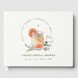 Elegantes Ivory Orange Green Cocktail Brautparty Gästebuch