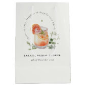 Elegantes Ivory Orange Green Cocktail Brautparty Mittlere Geschenktüte (Rückseite)