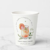 Elegantes Ivory Orange Green Cocktail Brautparty Pappbecher (Rückseite)