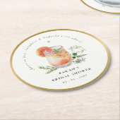 Elegantes Ivory Orange Green Cocktail Brautparty Runder Pappuntersetzer (Angewinkelt)