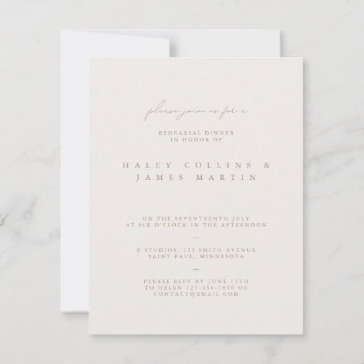 Elegantes Ivory Script Foto Probe Dinner Einladung (Rückseite)