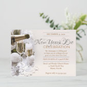 Elegantes Ivory Silvester Party Einladung (Stehend Vorderseite)