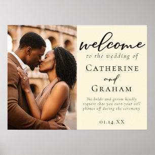 Elegantes Ivory Simple Couple Foto Wedding Poster