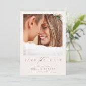 Elegantes Ivory Taupe Foto Hochzeit speichern das  Save The Date (Stehend Vorderseite)