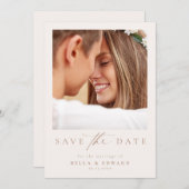 Elegantes Ivory Taupe Foto Hochzeit speichern das  Save The Date (Vorne/Hinten)