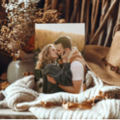 Elegantes Ivory & Terracotta Fall Foto Hochzeit Einladung