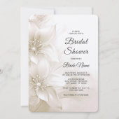 Elegantes Ivory White Blume Brautparty Einladung (Vorderseite)