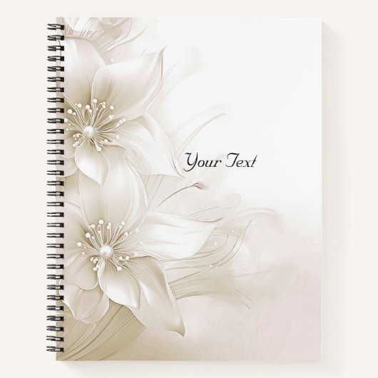 Elegantes Ivory White Blume Notebook Notizblock (Vorderseite)