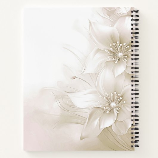 Elegantes Ivory White Blume Notebook Notizblock (Rückseite)