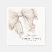 Elegantes Ivory White Bow auf rosa Brautparty Serviette (Vorderseite)