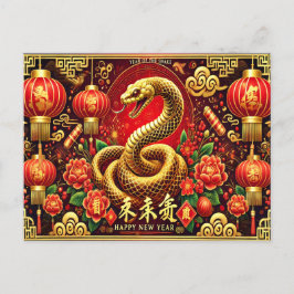 Elegantes Jahr der Schlange Chinesisches Neujahr Postkarte