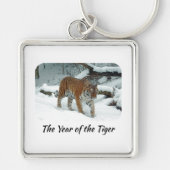 Elegantes Jahr des Tiger Winter Fotos Schlüsselanhänger (Vorne)